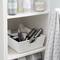 Simplify White Shelf Storage Rattan Tote Basket